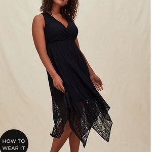 Black Geo Lace Handkerchief Skater Dress